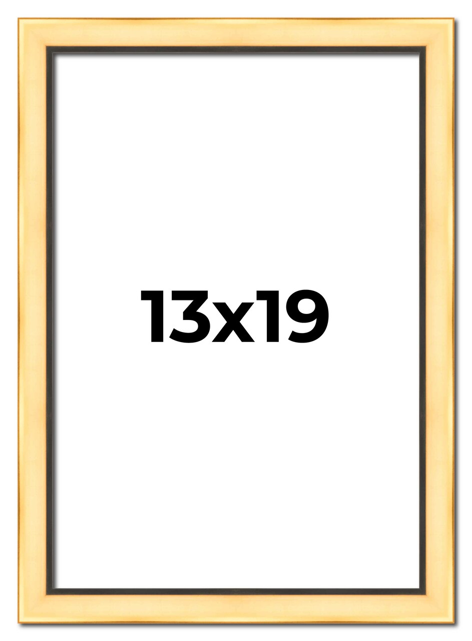 13x19 Simple Gold Picture Frame - UV Acrylic, Foam Board Backing, Hanging Hardware
